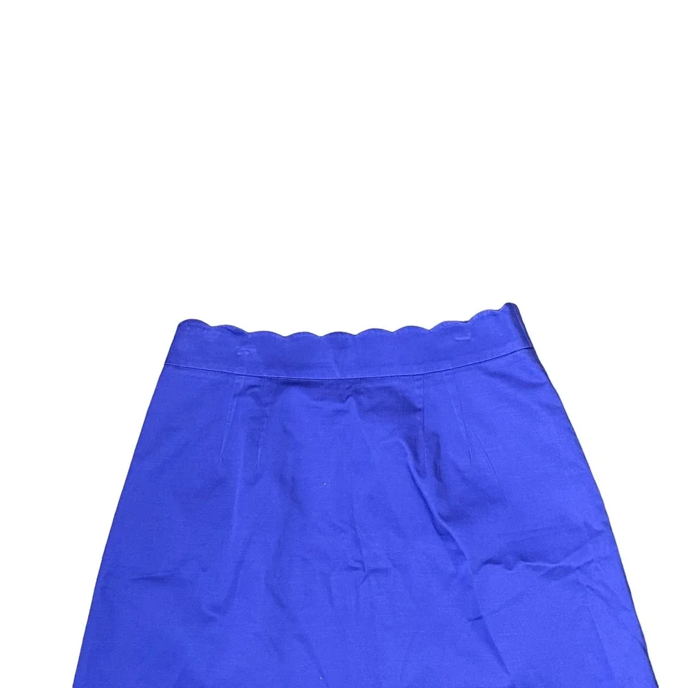 J. Crew Skirt Size 4 Blue Women Lined Cotton Stretch Blend Scalloped Waist 26X17